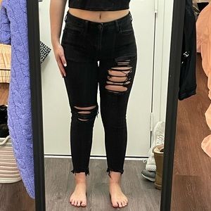 Black Ripped American Eagle Skinny Jeggings 10 Short